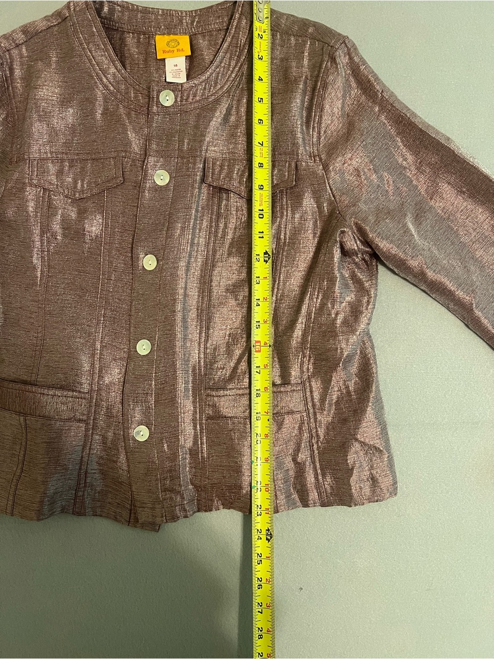 Ruby Rd. Metallic Rose-Brown Button Jacket - Picture 6 of 6